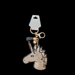 Sparkly Rhinestone Unicorn Bag Charm – Glam Keychain Accessory